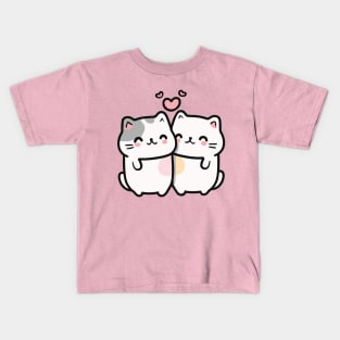 Cute cat couple valentine Kids T-Shirt